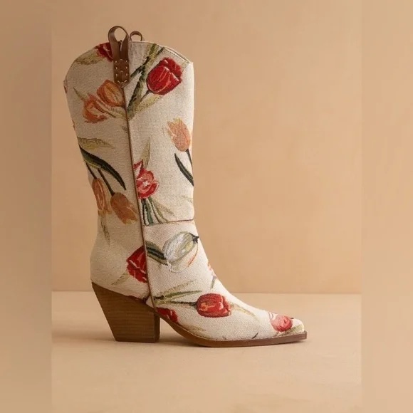Tulip Floral Tapestry Cowboy Boots - Oasis Society - Picture 3 of 7